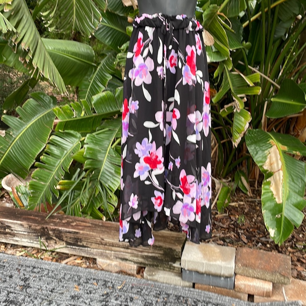 Calvin Klein dark floral asymmetric skirt
